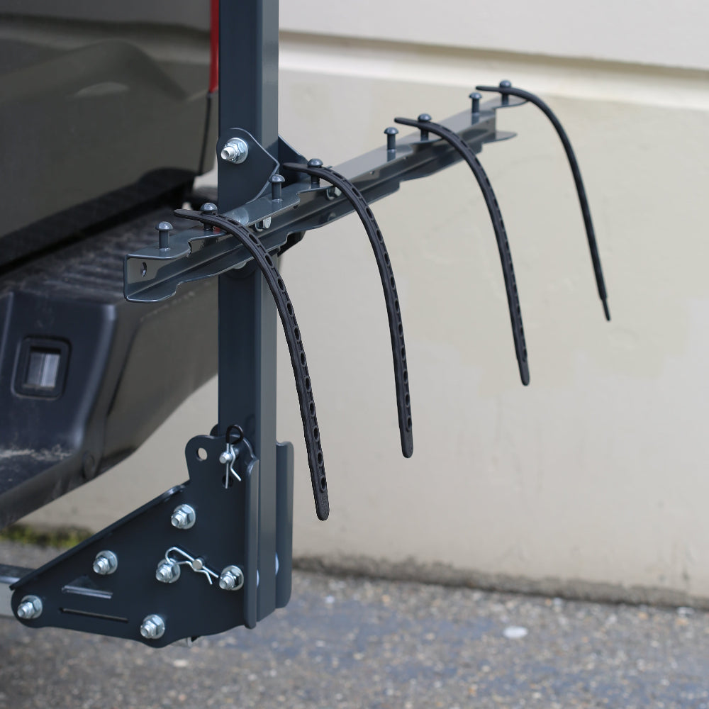 close up bungee on bike rack by RAD RACKS lower tire bar